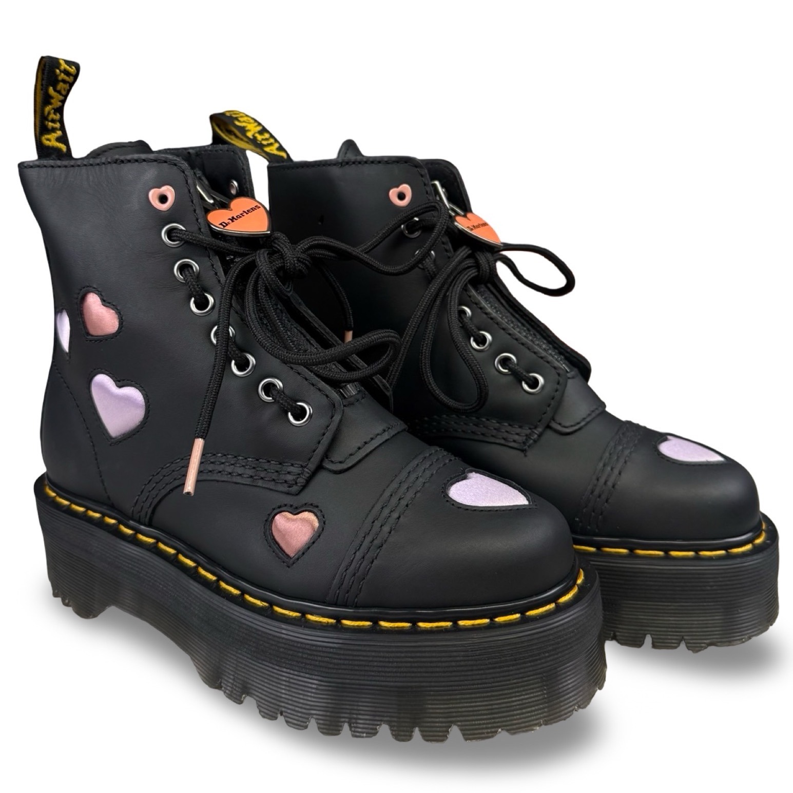Dr Martens Sinclair Heart Platform Boots Black Womens 6 Jadon Style